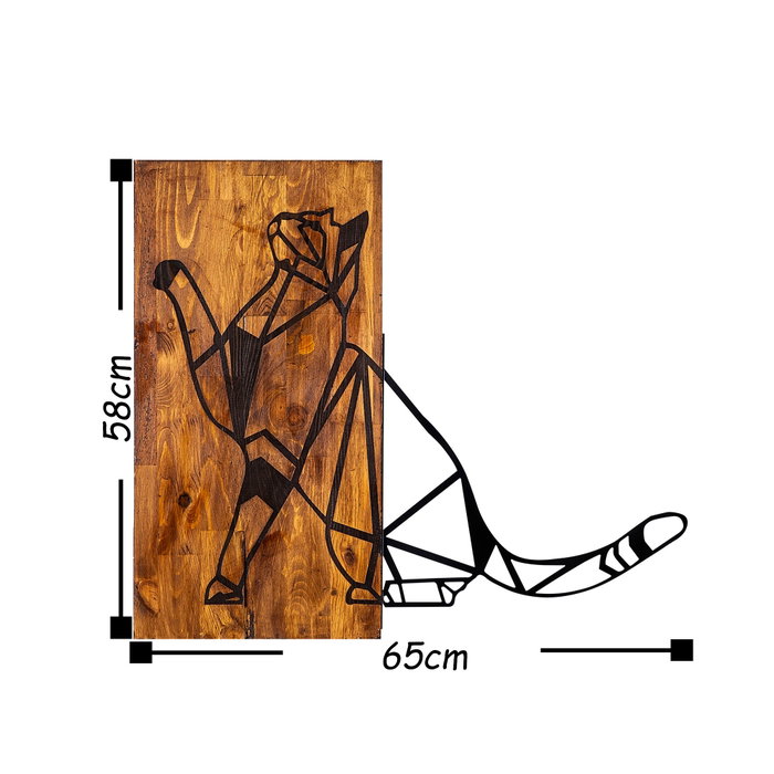 Wallity Cat Accesorio de Pared de Madera y Metal Nogal y Negro Wallity Cat Accesorio de Pared de Madera y Metal Nogal y Negro